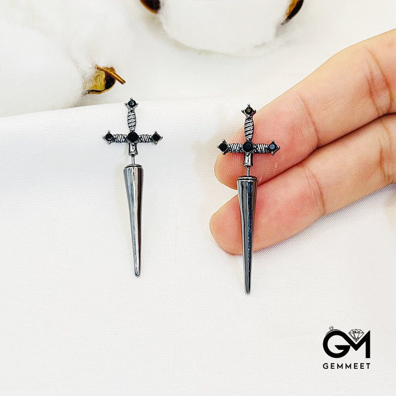 Black Zircon Alloy Grunge E-Girl Aesthetic Gothic Sword Earrings