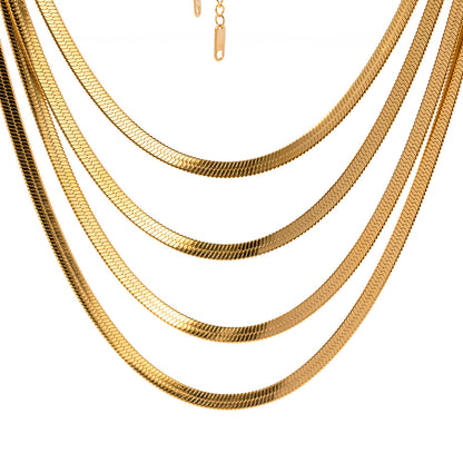 Metallic Stainless Steel Gold Snake Chain Necklace