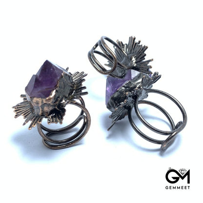 Amethyst Flower Cooper Plated Ring