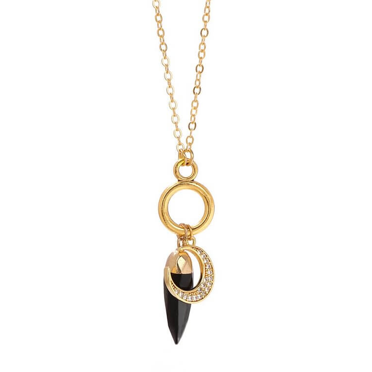 Bullet Crystal Zircon Moon Pendant Necklace