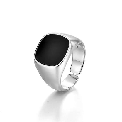 Fashion Men's Black Onyx Round Chain Ring