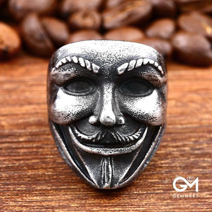 Retro Vendetta Joker Mask Titanium Steel Ring