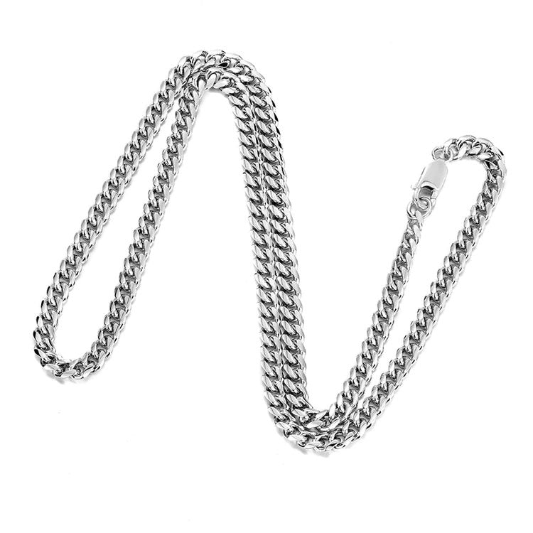 Sterling Silver High Street Hip Hop Cuban Chains-5MM