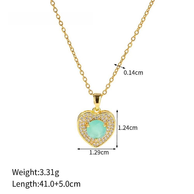 Pink Opal Amazonite Golden Heart Pendant Necklace