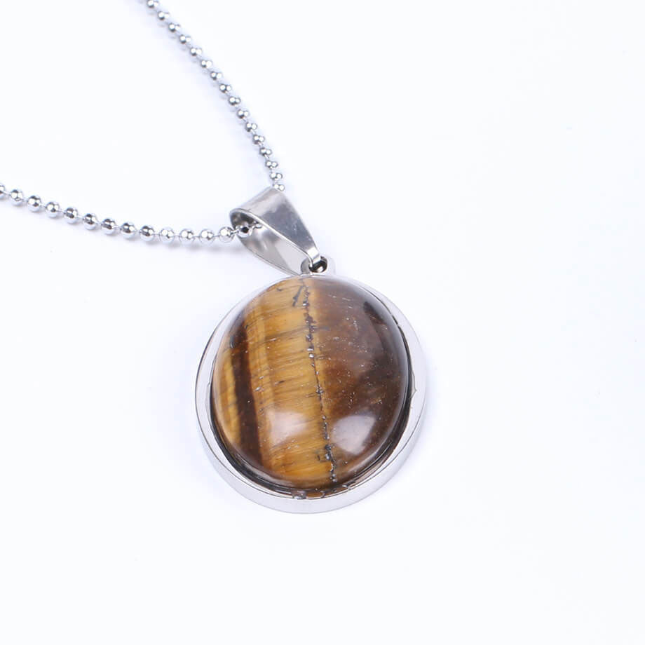 Oval Convex Simple Pendant Necklace