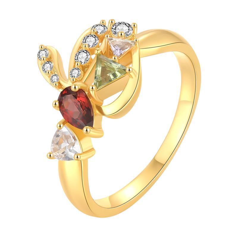 Water Drop Colorful Zircon Rabbit Ring