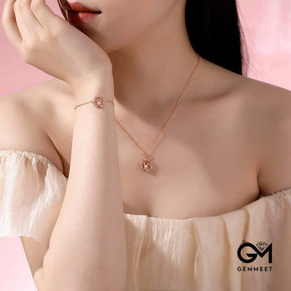 Cute Wreath Bunny Rose Gold Bracelet Necklace