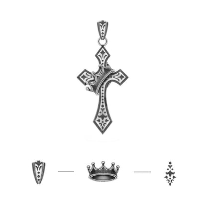 Crown Cross Sterling Silver High Street Pendants Necklace