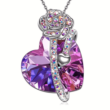 "Love of Rose" Heart Rhinestone Necklace