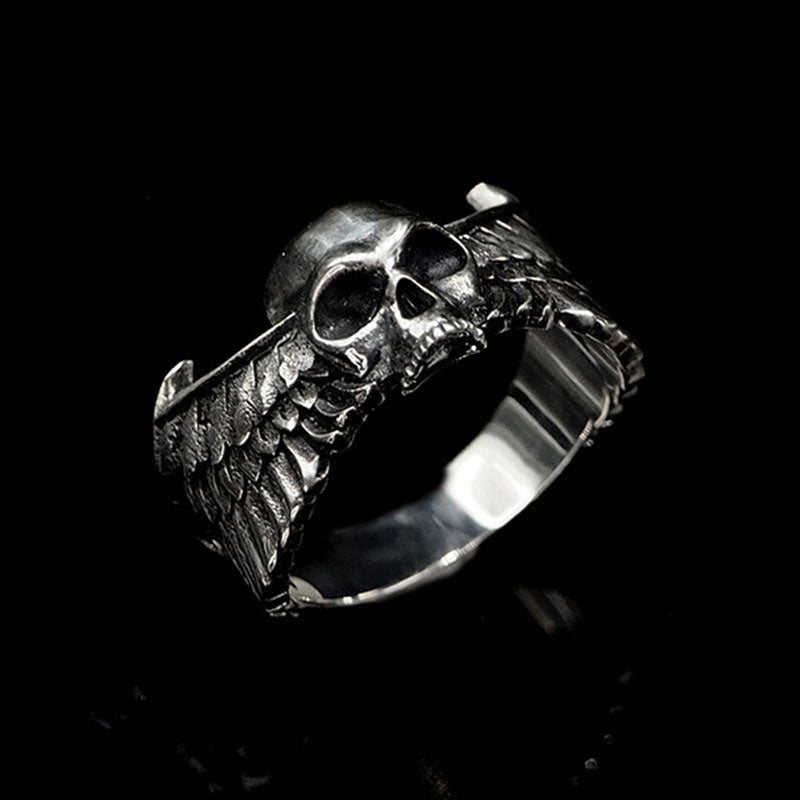 Rock &. Roll Hippop Skull Wings Punk Ring