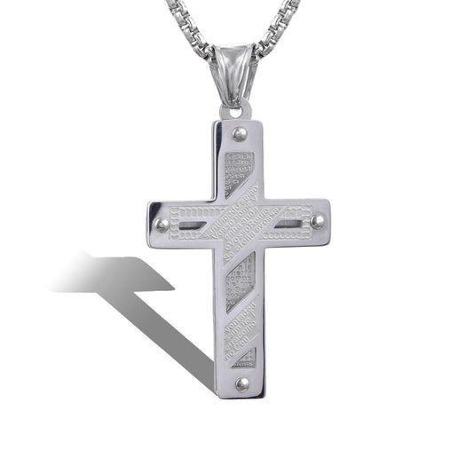 Hollow Character Character Mother Cross Stainless Steel Pendant