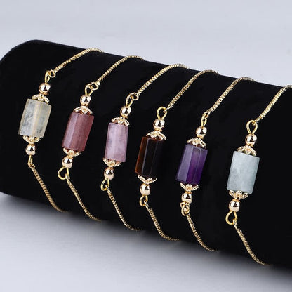 Delicate Natural Crystal Gold Chain Bracelet