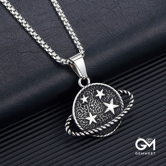 Titanium Steel Space Planet Pendant Necklace