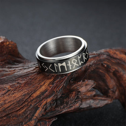 Release Stress Colored Viking Rune Turnable Ring