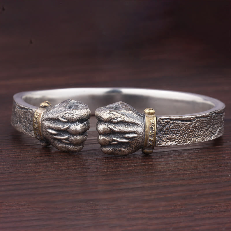 Cool Men's Power Fist Silver Bracelet