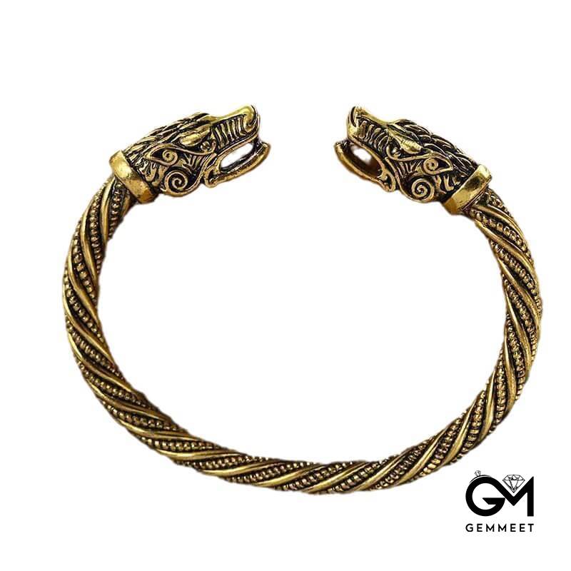 Woven Viking Vintage Wolf Head Tiger Head Bracelet