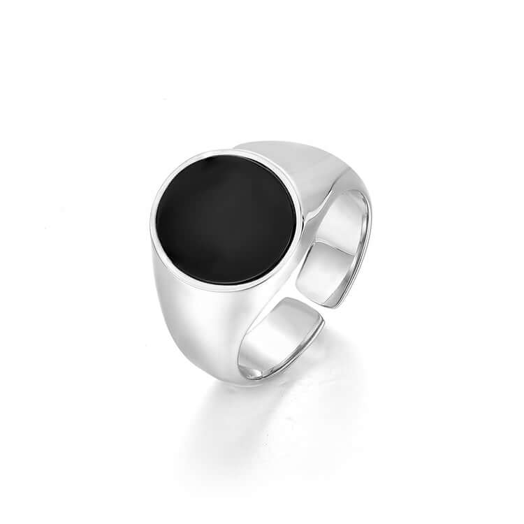 Fashion Men's Black Onyx Round Chain Ring