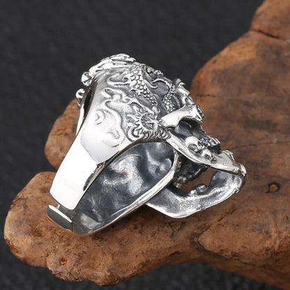 Vintage Skull Inlaid Skull Head Ring