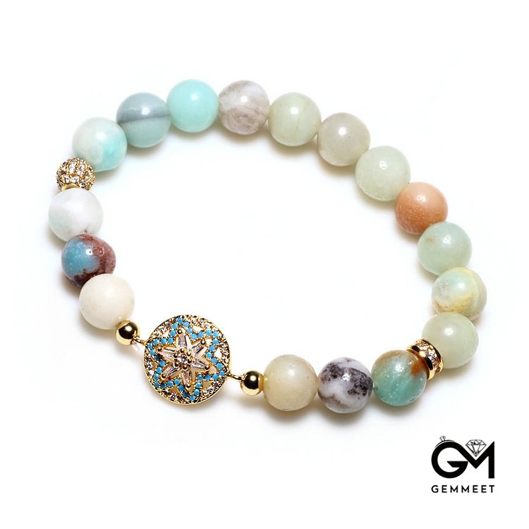 Simple Amazonite Handmade Ball Bead Bracelet