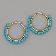 Boho Natural Crystal Beads Large Hoop Earrings