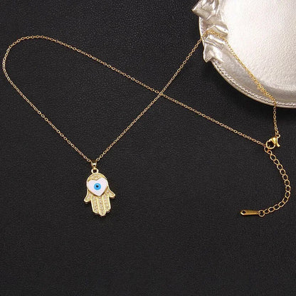 "Good Fortune" Hamsa With Evil Eye Necklace