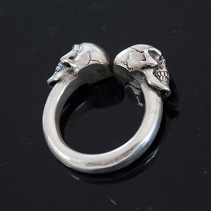 Vintage Men's Motorcycle Double Skull Ring