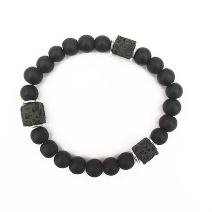 Matte Black Onyx with Cube Lava Balance Bracelet