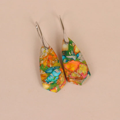 Geometric Floral Imperial Pine Pendant Earrings