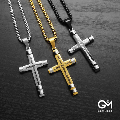 "I CAN DO ALL THINGS" Men's Strength Cross Necklace