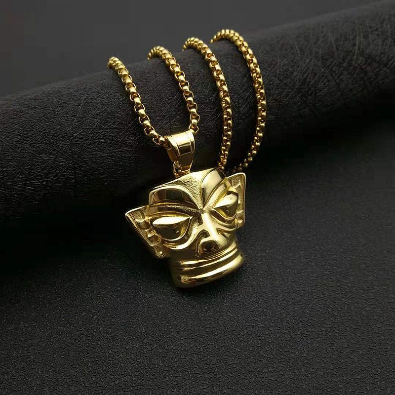 East Sanxingdui Gold Mask Ethnic Style Gold-plated Pendant