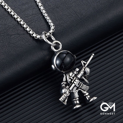 Titanium Steel Space Astronaut Guard Pendant Necklace