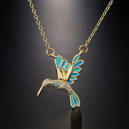 Cute Full Stones Bird Shape Pendant Necklace