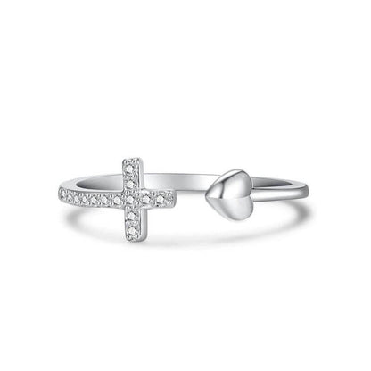 "Pray Through It" Heart And Cross Ring