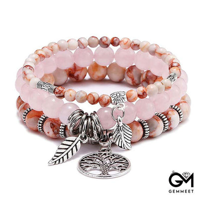 Simple Tree of Life Rose Quartz Bracelet