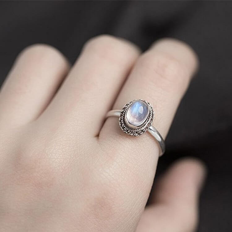 Retro Moonstone Ring