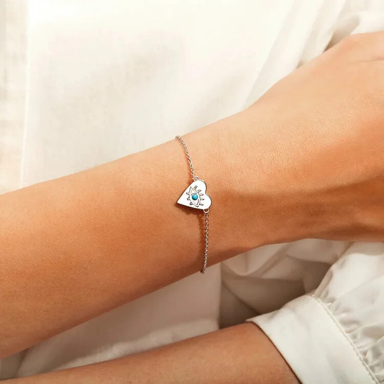 "Protect You" - Heart Turquoise Blue Evil Eye Bracelet