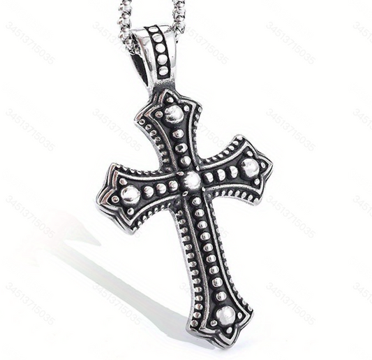 Stainless Steel Retro Men's Cross Pendant Necklace