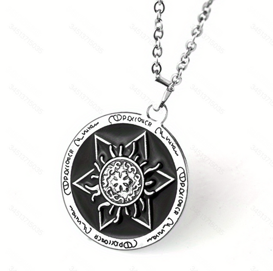 Vintage Avant-garde 3D Embossed Hexagram Disc Pendant Necklace