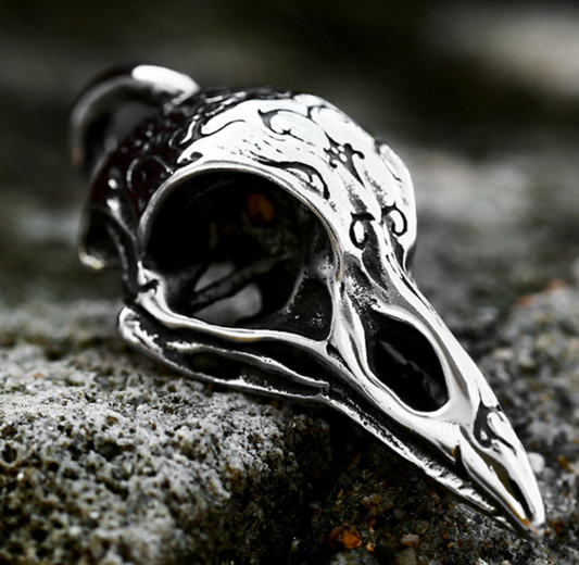 Nordic Viking Stainless Steel Carved Raven Pendant