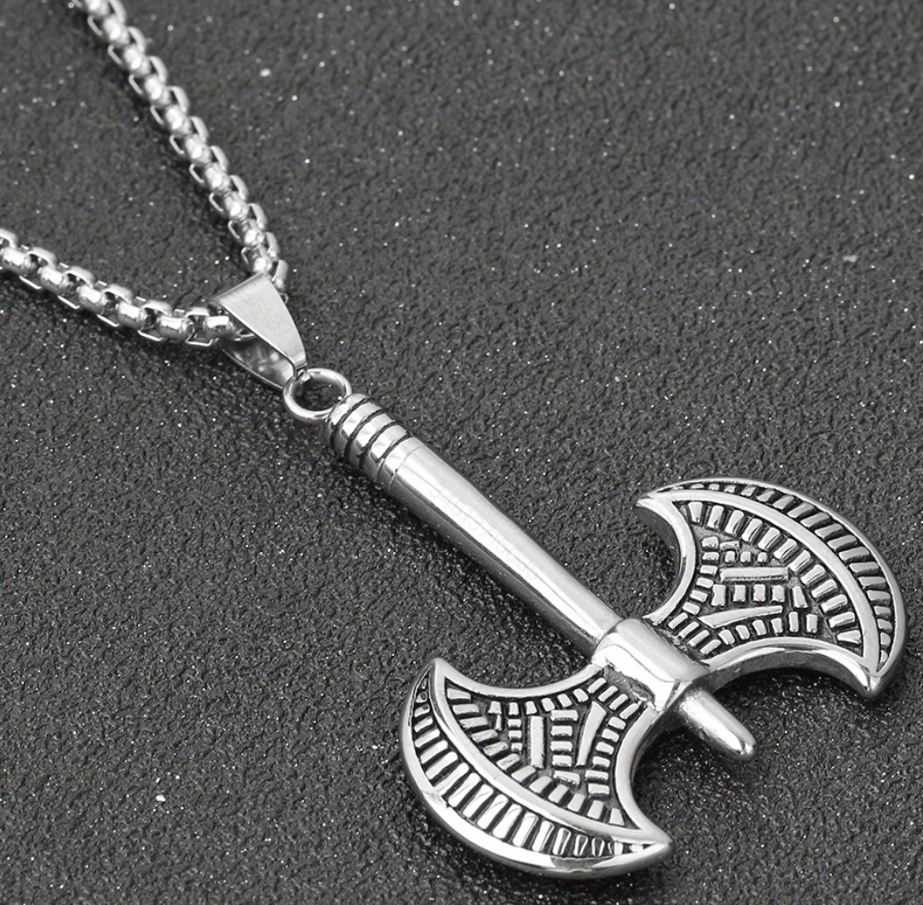 Viking Axe Pendant Necklace, Fashionable Punk Style