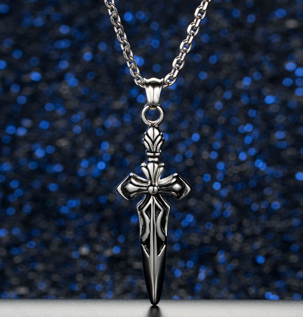 Men's Vintage Punk Heavy Sword Pendant Necklace