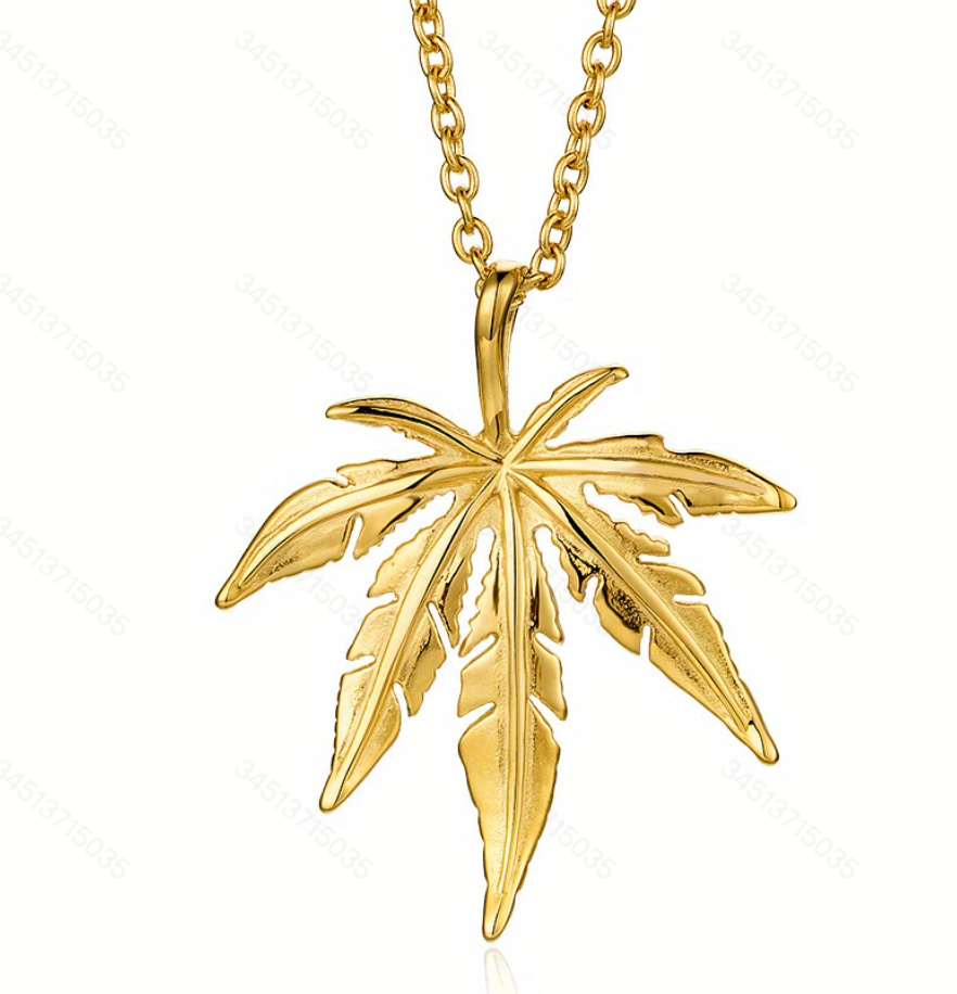 Fashionable Stainless Steel Maple Leaf Men's Necklace