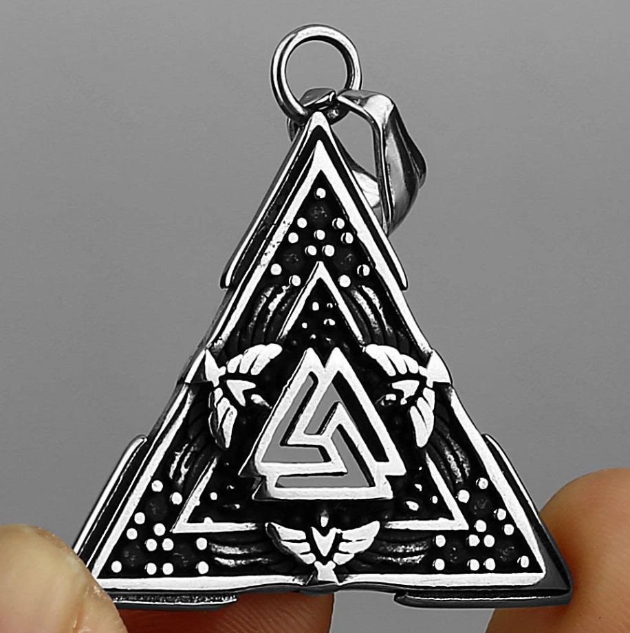 A Vintage Avant-garde 3D Relief Triangle Stainless Steel Pendant Necklace