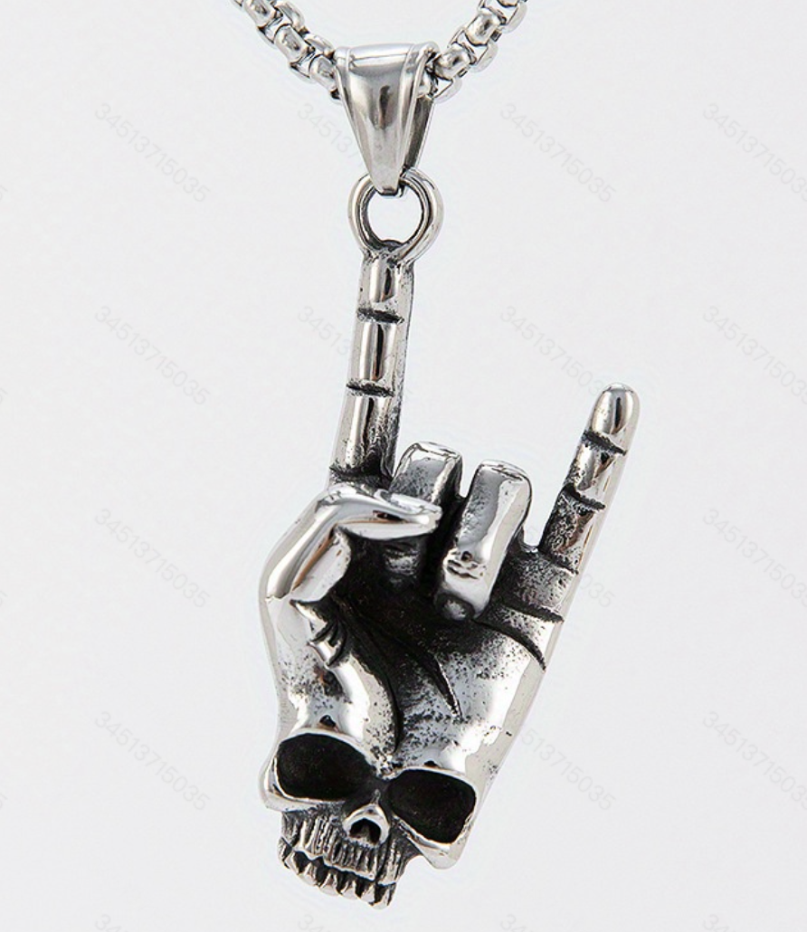 1pc Stainless Steel Necklace, Retro Hip Hop Punk Gesture Pendant Necklace For Men