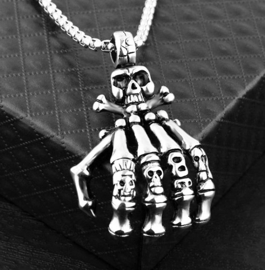 Men's Hip-Hop Necklace with Skull Hand Pendant