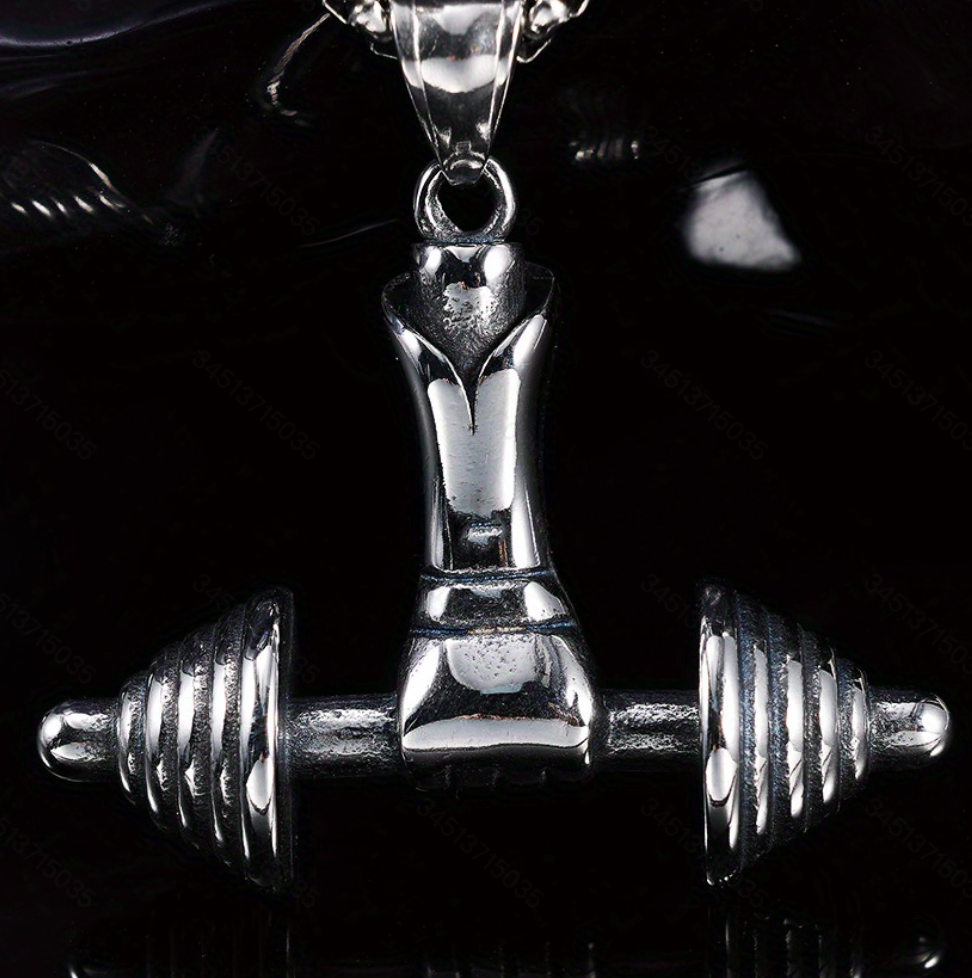 Hip hop hip hop fitness dumbbell pendant necklace