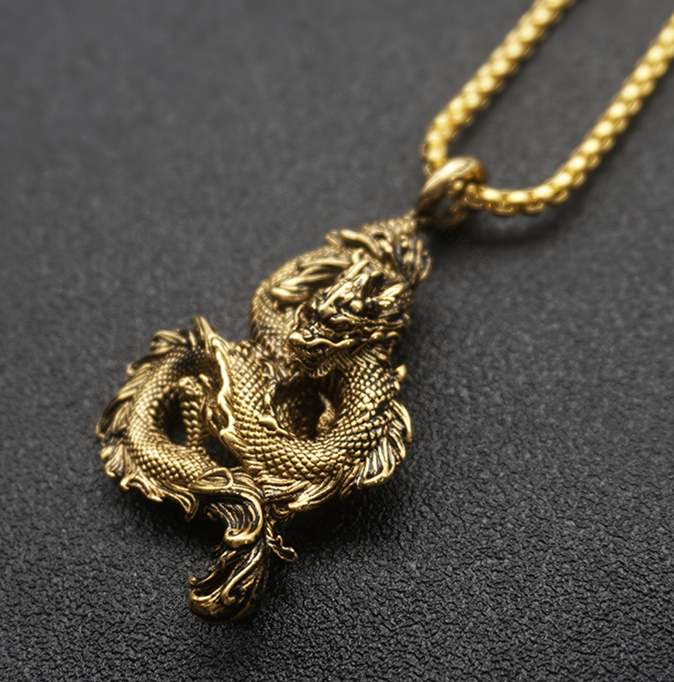 A Dragon Pendant Hip Hop Punk Men's Titanium Necklace