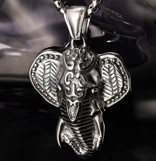 Fashionable Elephant Head Design Pendant Chain Necklace For Men