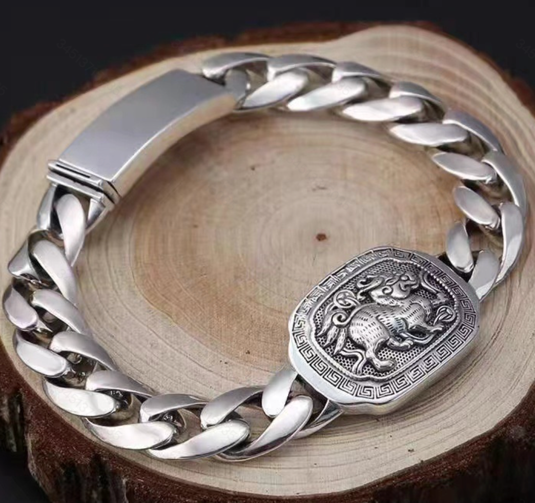 Domineering Retro Bracelet for Men Thick Style Handmade Old Thai Kirin