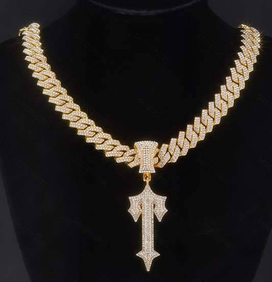 Hip Hop Iced Out Letter I Pendant Necklac